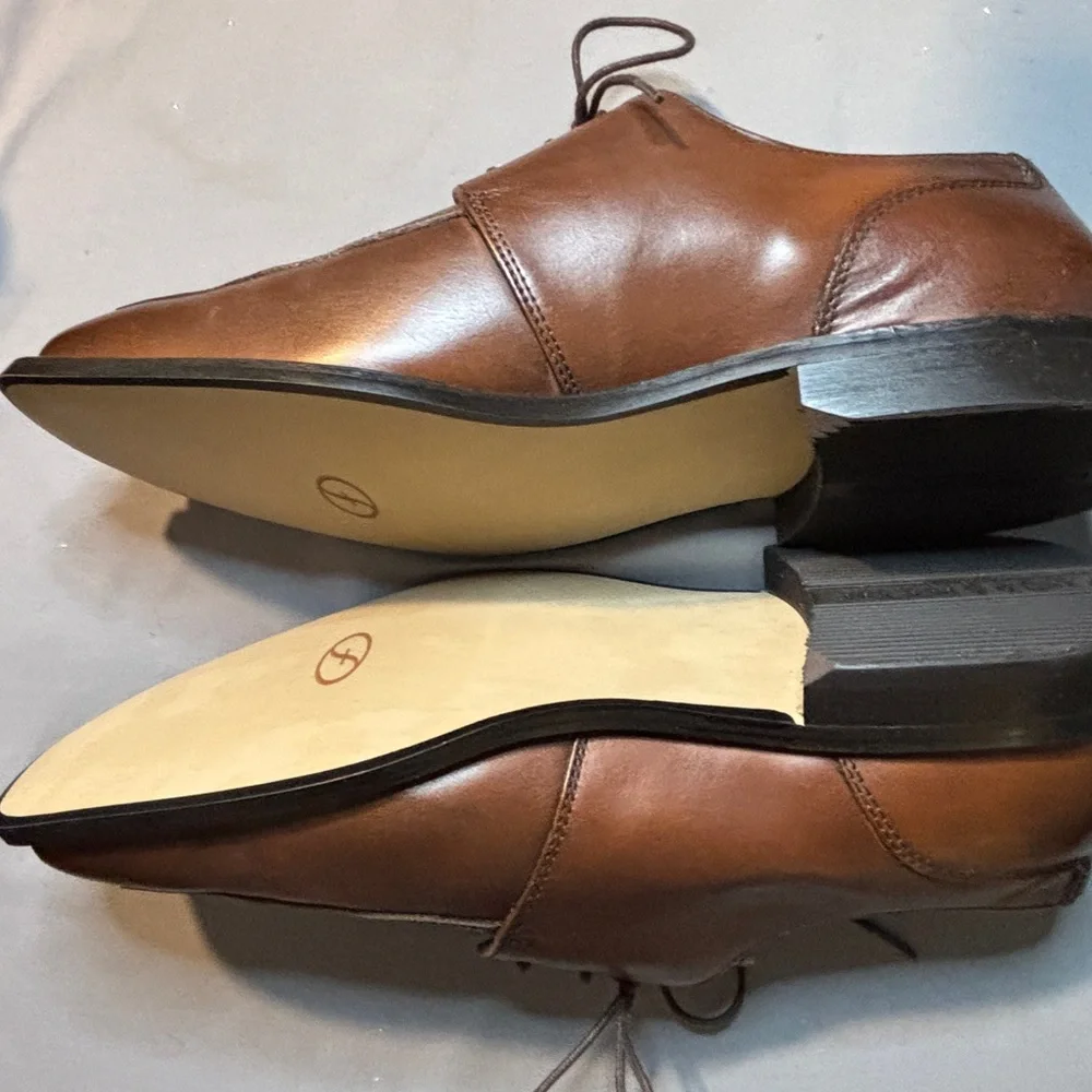 Florsheim Men's Tan Leather Oxfords Size 12D New in Box Dress Shoe 4 Eyelet - Picture 3 of 8